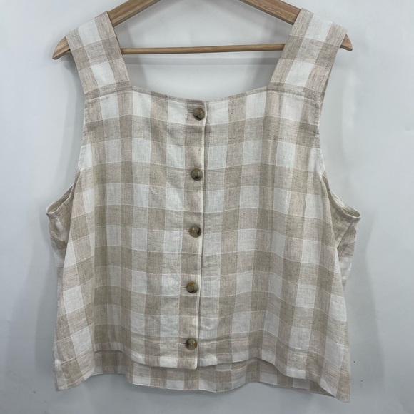 NWT Madewell Top Linen-Blend Sunside Button-Back Top Size 14 - Picture 4 of 6